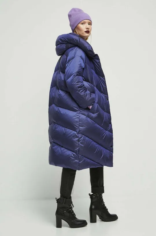 Páperový kabát dámsky fialová farba fialová
