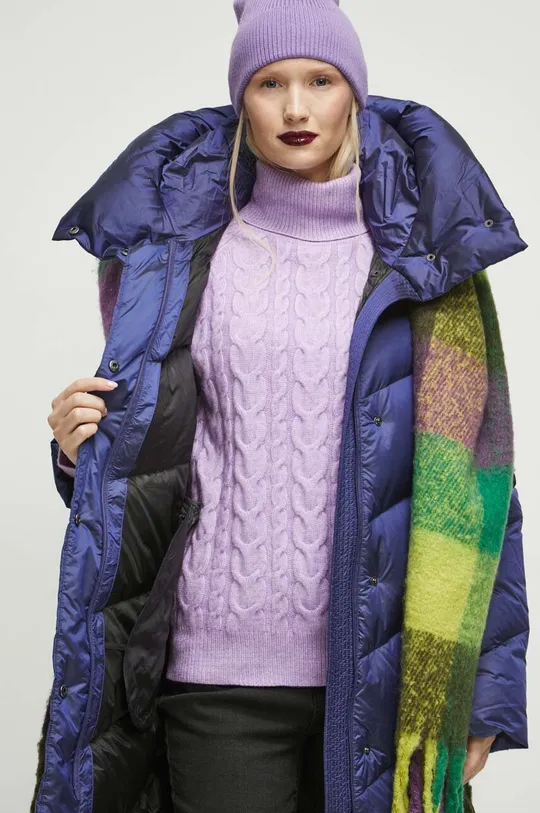 Páperový kabát dámsky fialová farba