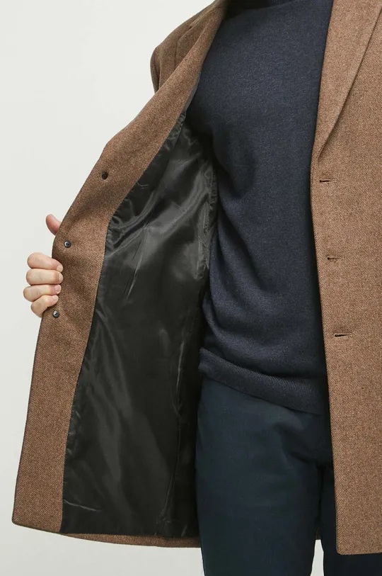 Płaszcz z domieszką wełny męski kolor brązowy