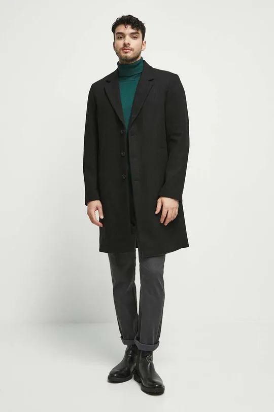 Medicine cappotto con aggiunta di lana nero