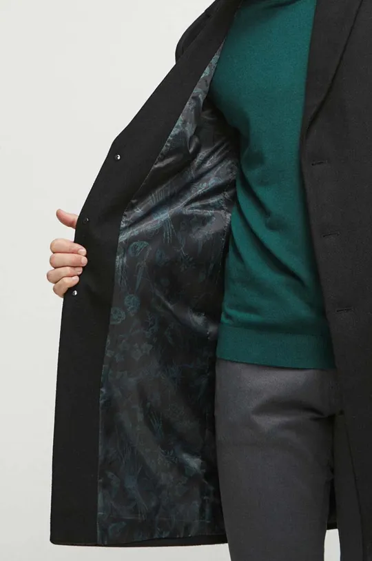 Kabát s prímesou vlny pánsky čierna farba