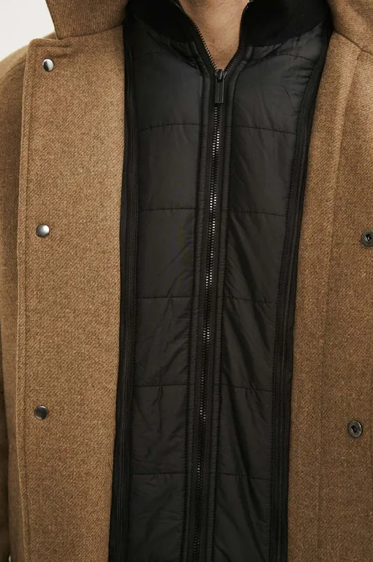Płaszcz z domieszką wełny męski kolor brązowy Męski