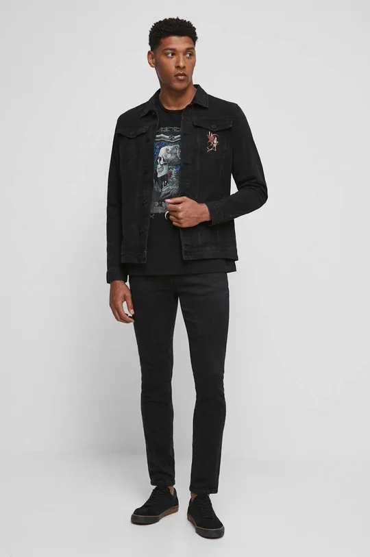 Kurtka jeansowa męska z kolekcji Zamkowe Legendy kolor czarny 100 % Bawełna