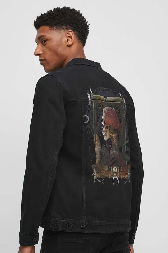 czarny Kurtka jeansowa męska z kolekcji Zamkowe Legendy kolor czarny