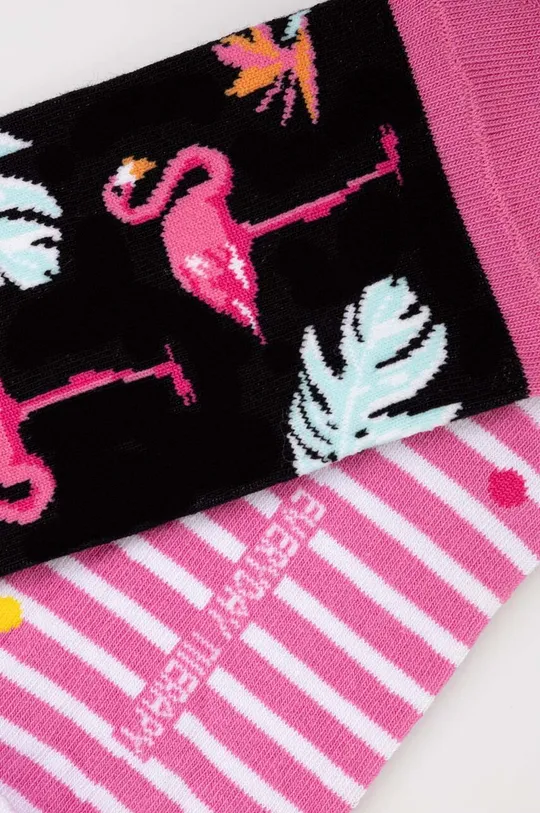 Skarpetki bawełniane damskie w flamingi (2-pack) kolor multicolor multicolor