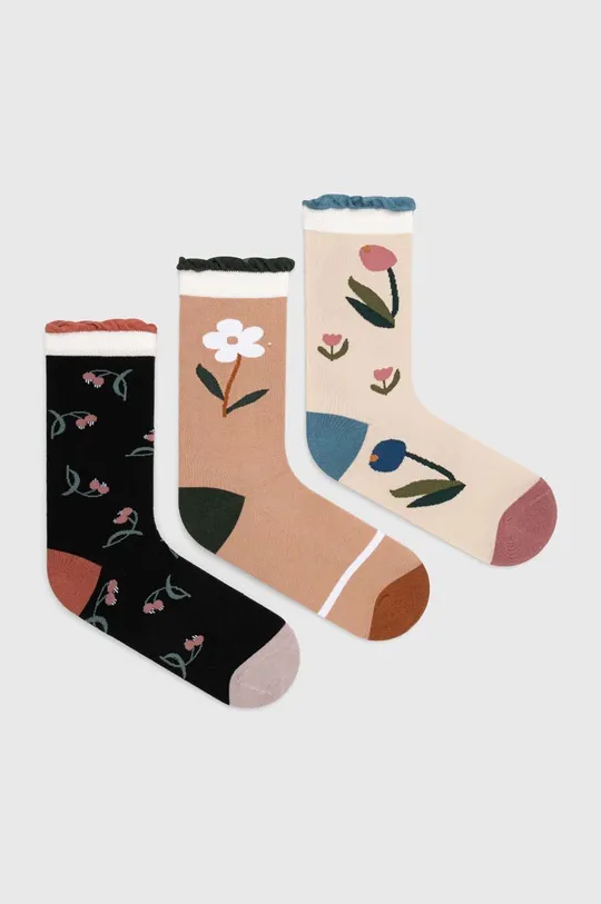 viacfarebná Bavlnené ponožky dámske kvetované (3-pack) viac farieb Dámsky