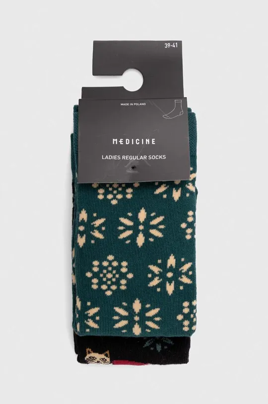Skarpetki bawełniane damskie z motywem świątecznym (2-pack) kolor multicolor 75 % Bawełna, 23 % Poliamid, 2 % Elastan