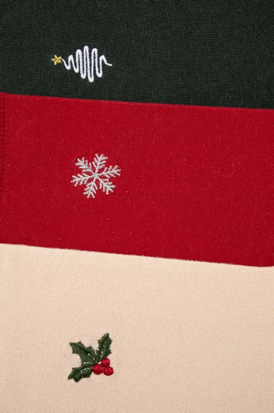 Skarpetki bawełniane damskie świąteczne z ozdobnym haftem (3-pack) multicolor