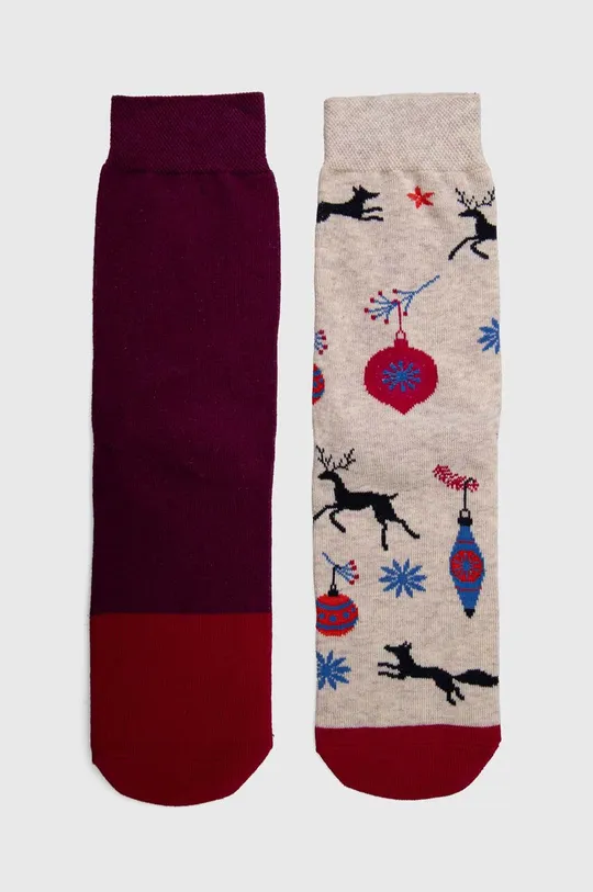 multicolor Skarpetki bawełniane damskie świąteczne (2-pack) kolor multicolor Damski