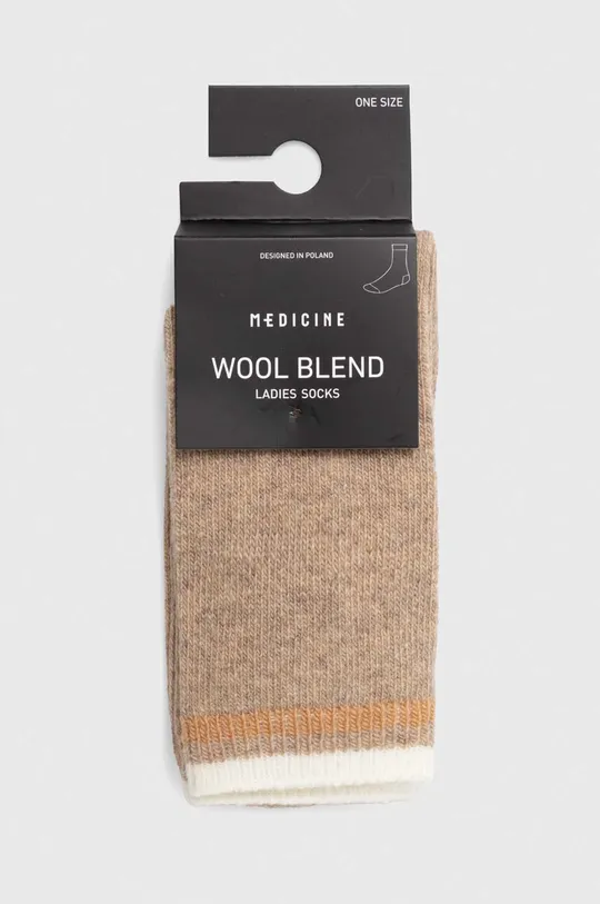 Ponožky s prímesou vlny dámske béžová farba <p>35 % Polyester, 35 % Vlna, 30 % Polyamid</p>