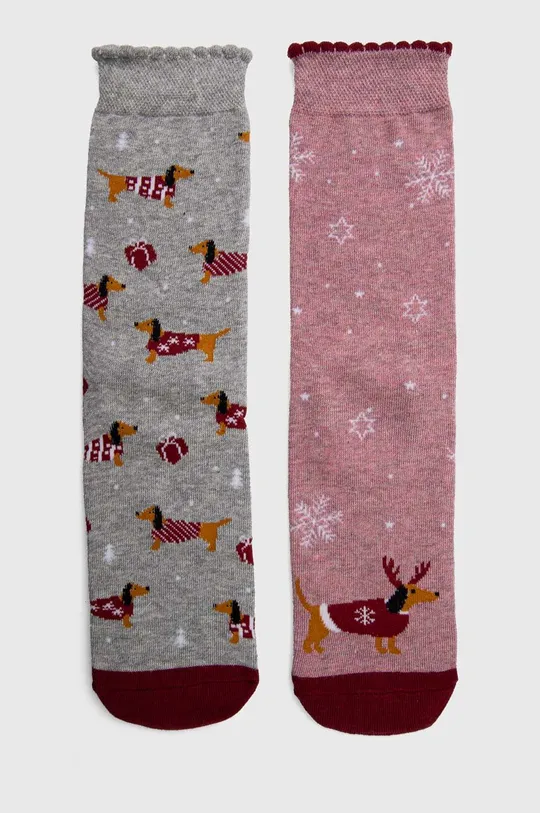 multicolor Skarpetki bawełniane damskie świąteczne (2-pack) kolor multicolor Damski