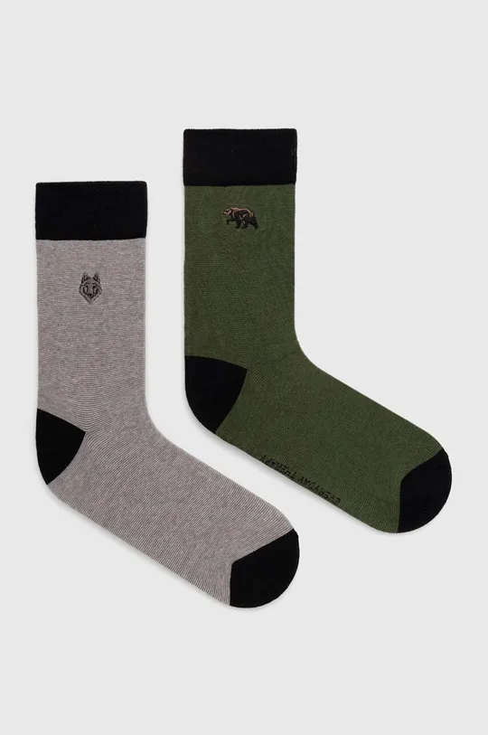 viacfarebná Bavlnené ponožky pánske s ozdobnou výšivkou so zvieracím motívom (2-pack) Pánsky