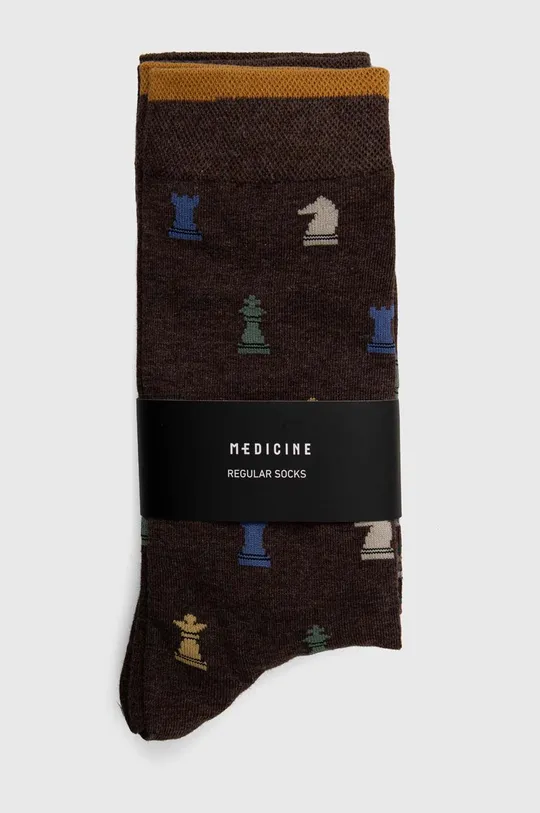 Skarpetki bawełniane męskie w szachy (2-pack) kolor multicolor 98 % Bawełna, 2 % Elastan