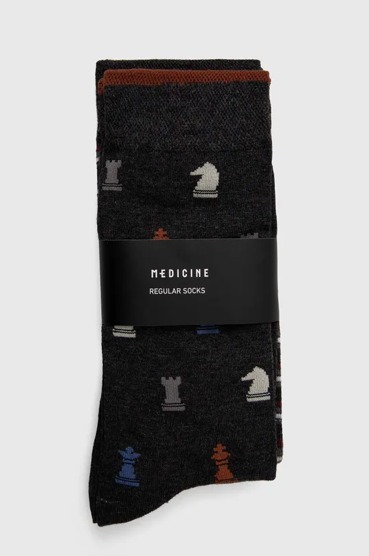Bavlnené ponožky pánske so vzorom - šach (2-pack) viac farieb <p>98 % Bavlna, 2 % Elastan</p>