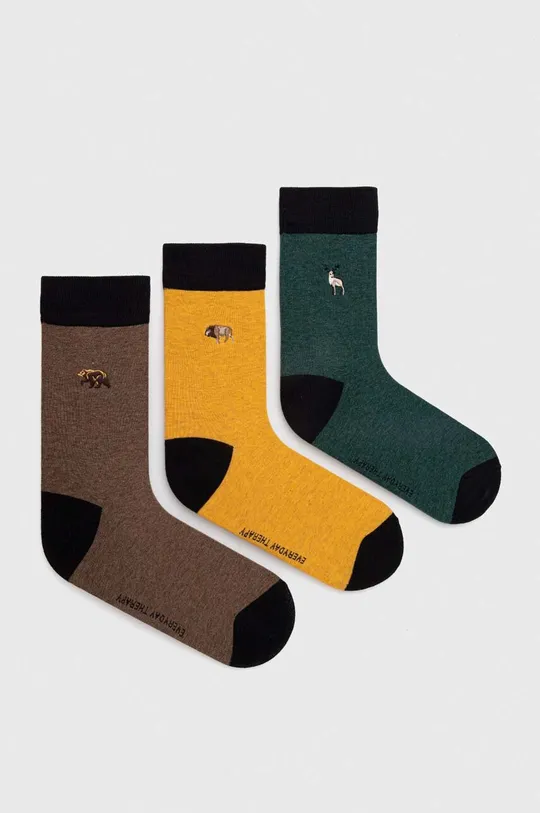 vícebarevná Bavlněné ponožky pánské s ozdobnou výšivkou se zvířecím motivem (3-pack) Pánský