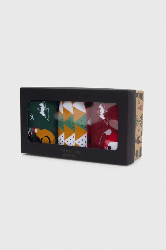 Skarpetki bawełniane męskie świąteczne (3-pack) kolor multicolor 75 % Bawełna, 23 % Poliamid, 2 % Elastan