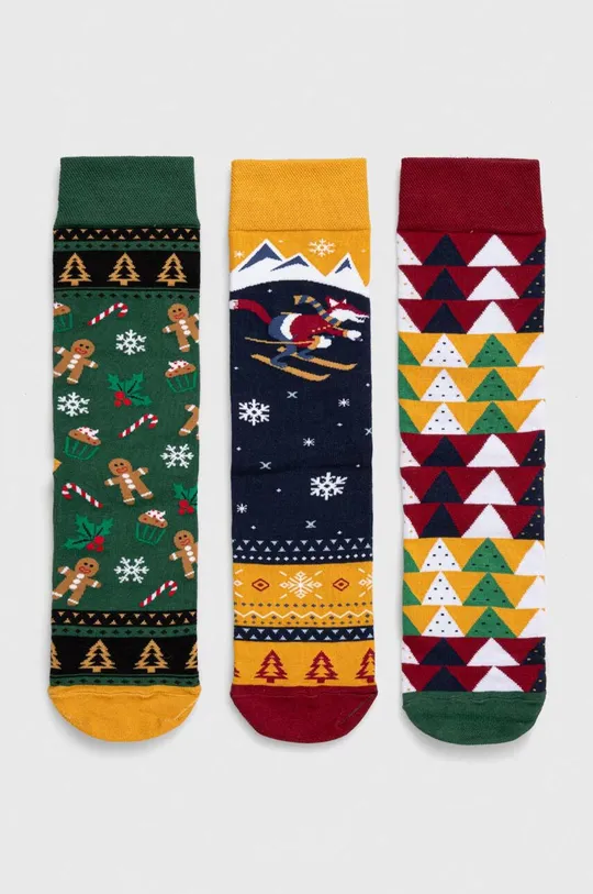multicolor Skarpetki bawełniane męskie świąteczne (3-pack) kolor multicolor Męski