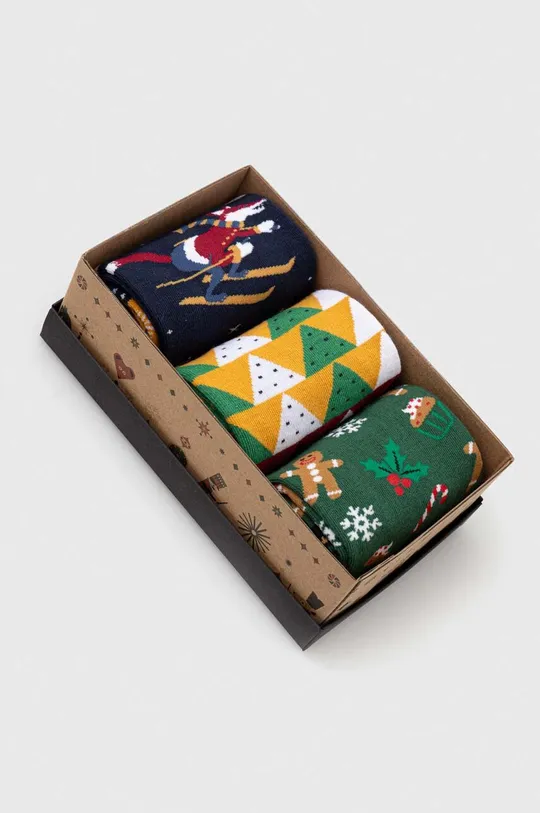 Skarpetki bawełniane męskie świąteczne (3-pack) kolor multicolor 75 % Bawełna, 23 % Poliamid, 2 % Elastan 