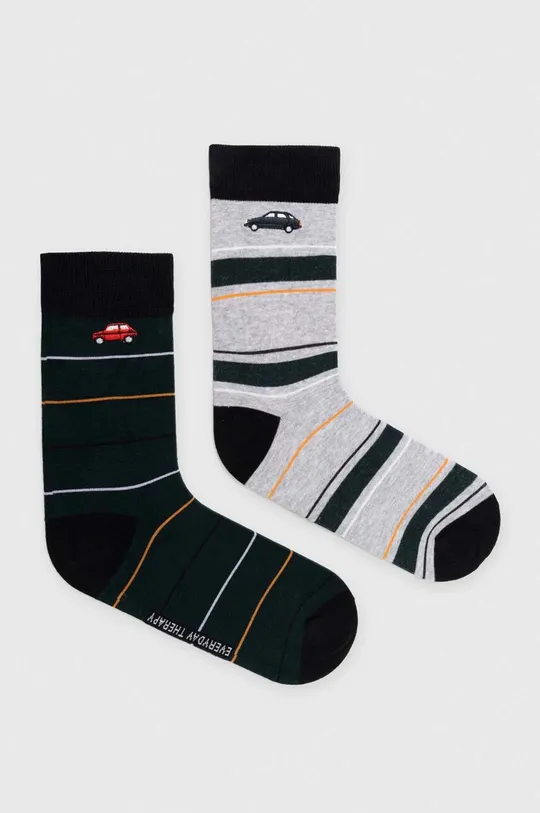 viacfarebná Bavlnené ponožky pánske s ozdobnou výšivku s autom (2-pack) Pánsky
