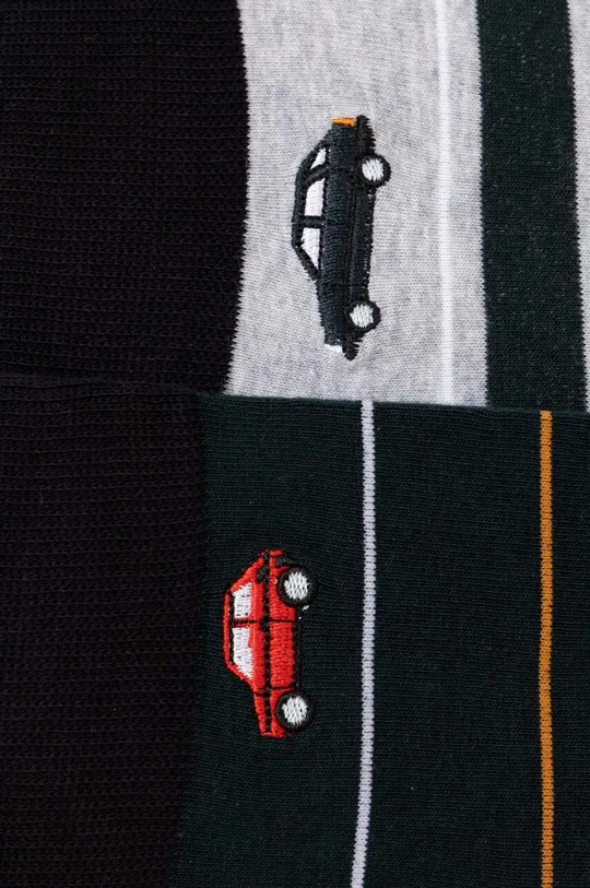 Bavlnené ponožky pánske s ozdobnou výšivku s autom (2-pack) viacfarebná