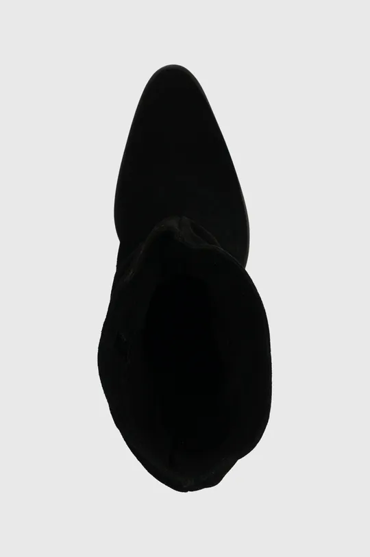 čierna Semišové čižmy dámske čierna farba