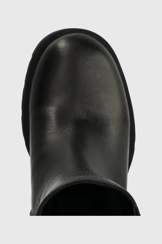 černá Kožené kotníkové boty dámské černá barva