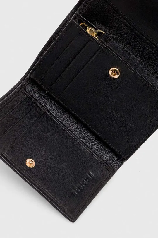 čierna Kožená peňaženka dámska hladká čierna farba