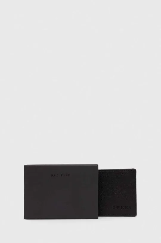 čierna Kožená peňaženka pánsky čierna farba
