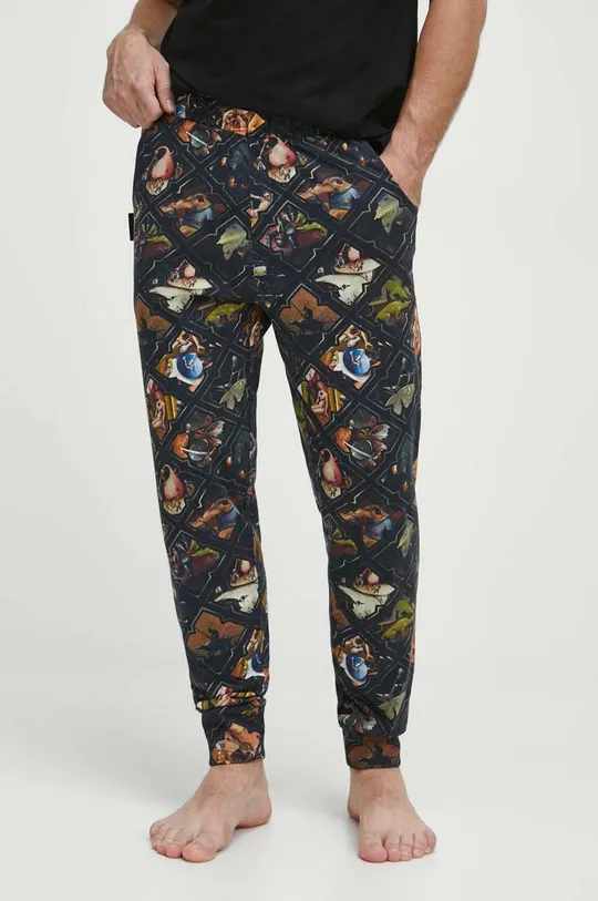 Bavlnené pyžamo pánske so vzorom čierna farba Pánsky