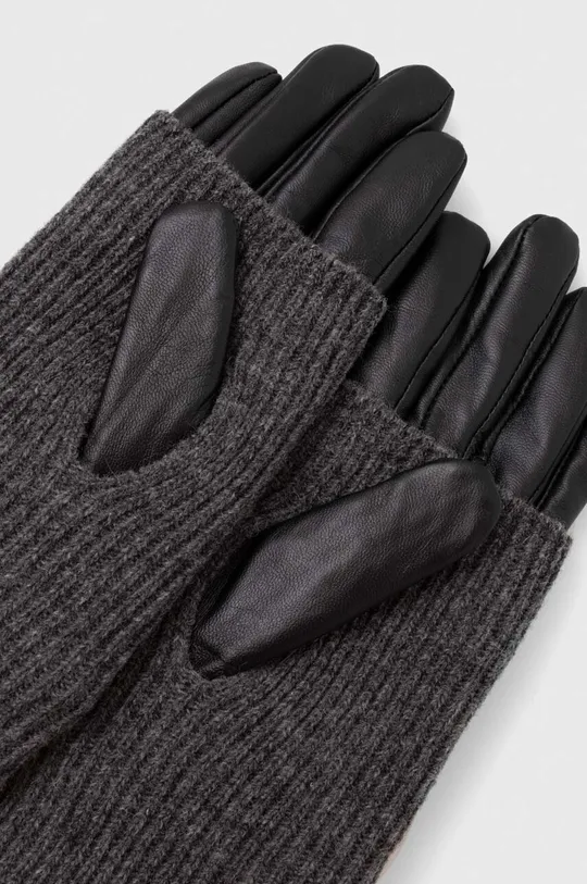 Rękawiczki skórzane damskie z wełną kolor czarny Materiał zasadniczy: 100 % Skóra naturalna, Podszewka: 100 % Poliester, Inne materiały: 50 % Poliamid, 50 % Wełna