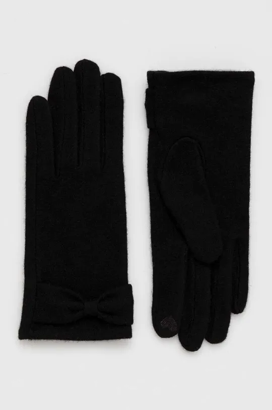 čierna Vlnené rukavice dámske čierna farba Dámsky