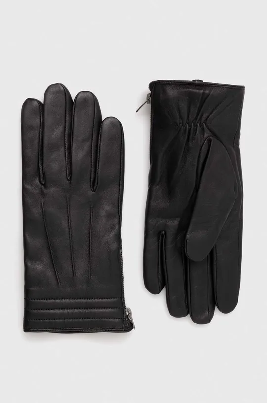 čierna Kožené rukavice pánske čierna farba Pánsky