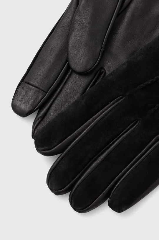 Semišové rukavice pánské černá barva černá