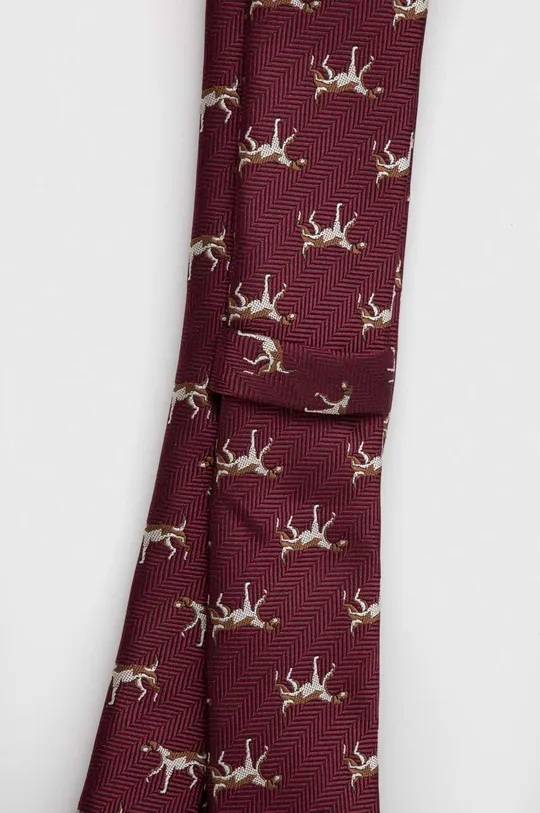 Krawat męski z motywem zwierzęcym kolor bordowy bordowy