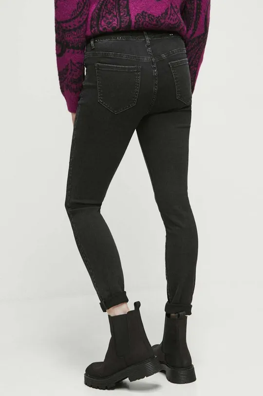 Jeansy damskie skinny kolor czarny Materiał zasadniczy: 98 % Bawełna, 2 % Elastan, Inne materiały: 100 % Bawełna