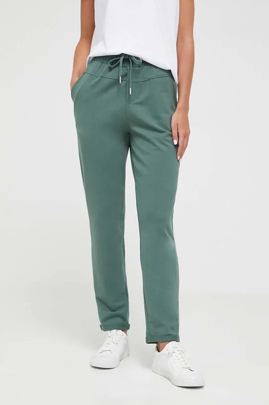 zielony Spodnie dresowe damskie gładkie kolor zielony Damski