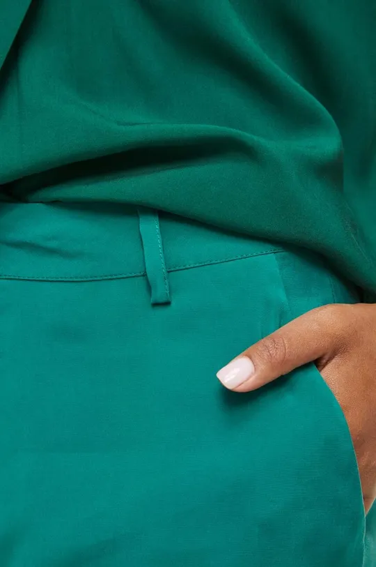 turkusowy Spodnie damskie gładkie kolor zielony