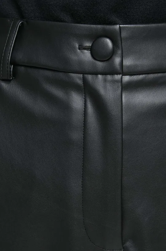 czarny Spodnie damskie ze skóry ekologicznej kolor czarny