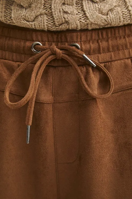 brązowy Spodnie dresowe damskie z imitacji zamszu kolor brązowy