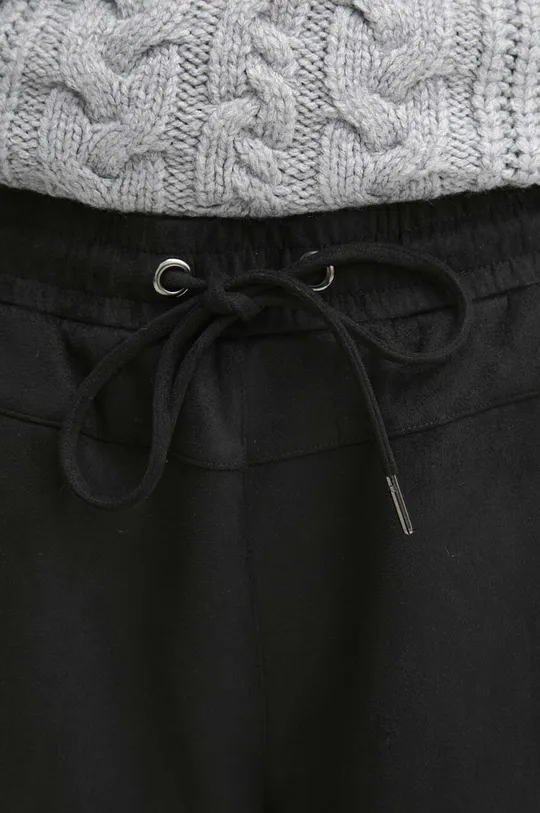 Spodnie dresowe damskie z imitacji zamszu kolor czarny Damski