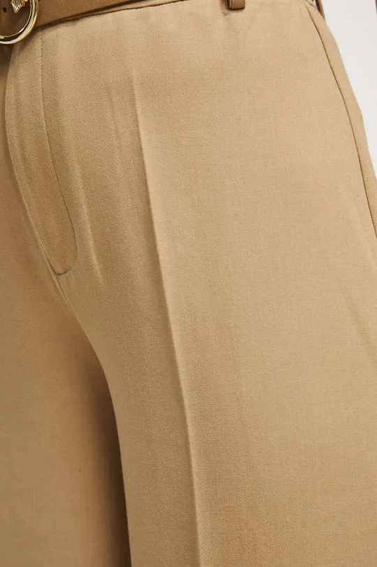 Spodnie damskie gładkie kolor beżowy Damski