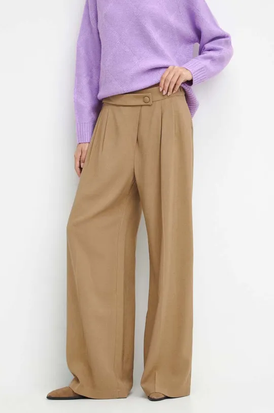 Kalhoty dámské jednobarevné béžová barva béžová