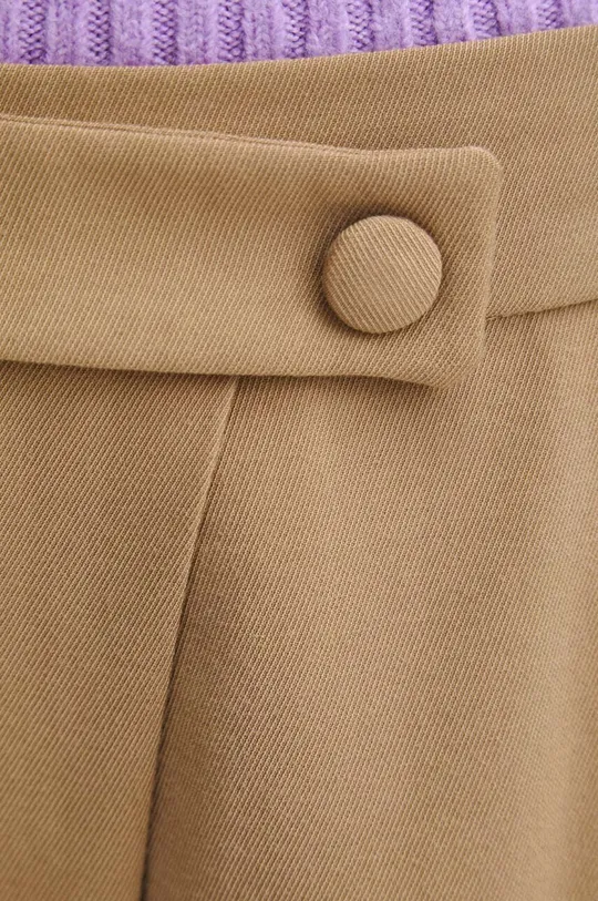beżowy Spodnie damskie gładkie kolor beżowy