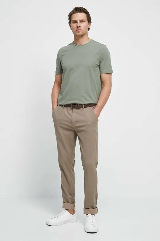 Spodnie męskie slim fit kolor beżowy beżowy