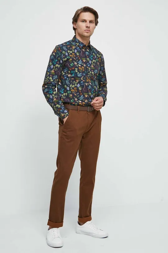 Spodnie męskie slim fit kolor brązowy brązowy
