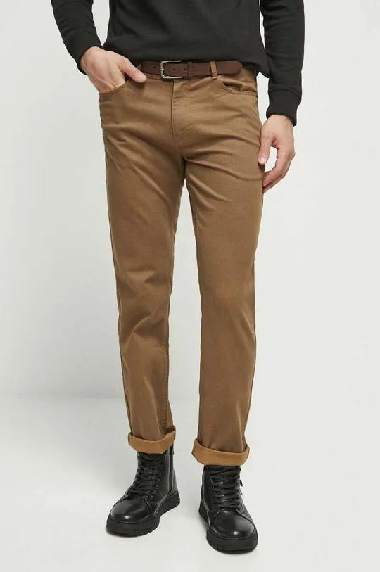brązowy Spodnie męskie gładkie kolor brązowy Męski