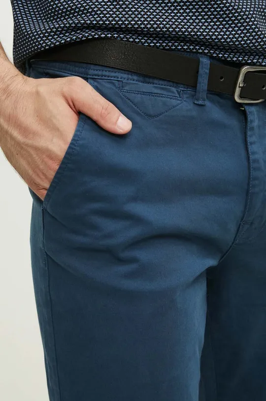 granatowy Spodnie męskie gładkie kolor granatowy