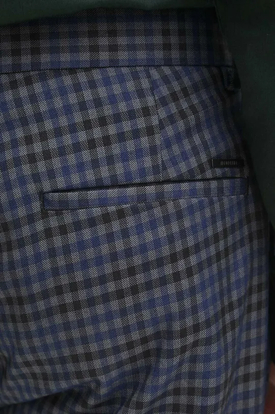 granatowy Spodnie męskie w kratę kolor granatowy