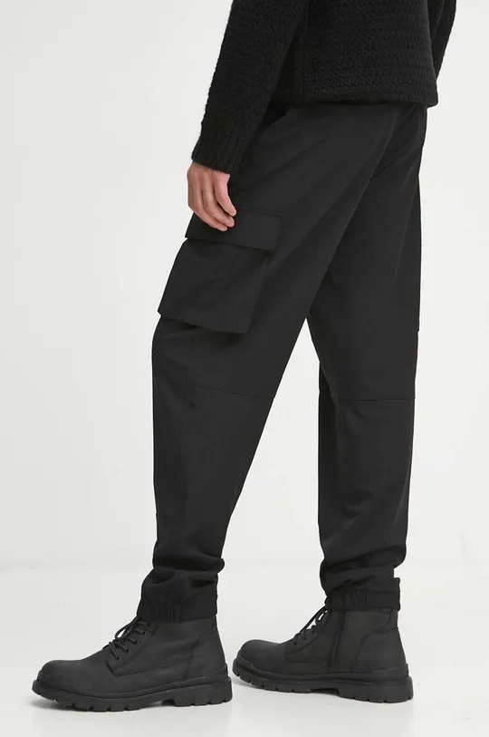 černá Kalhoty pánské jednobarevné černá barva Pánský
