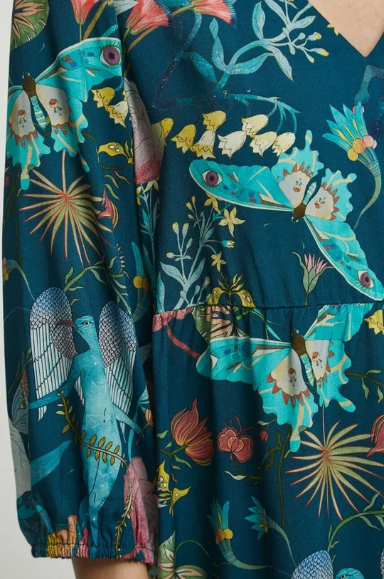 Sukienka damska rozkloszowana kolor turkusowy Damski